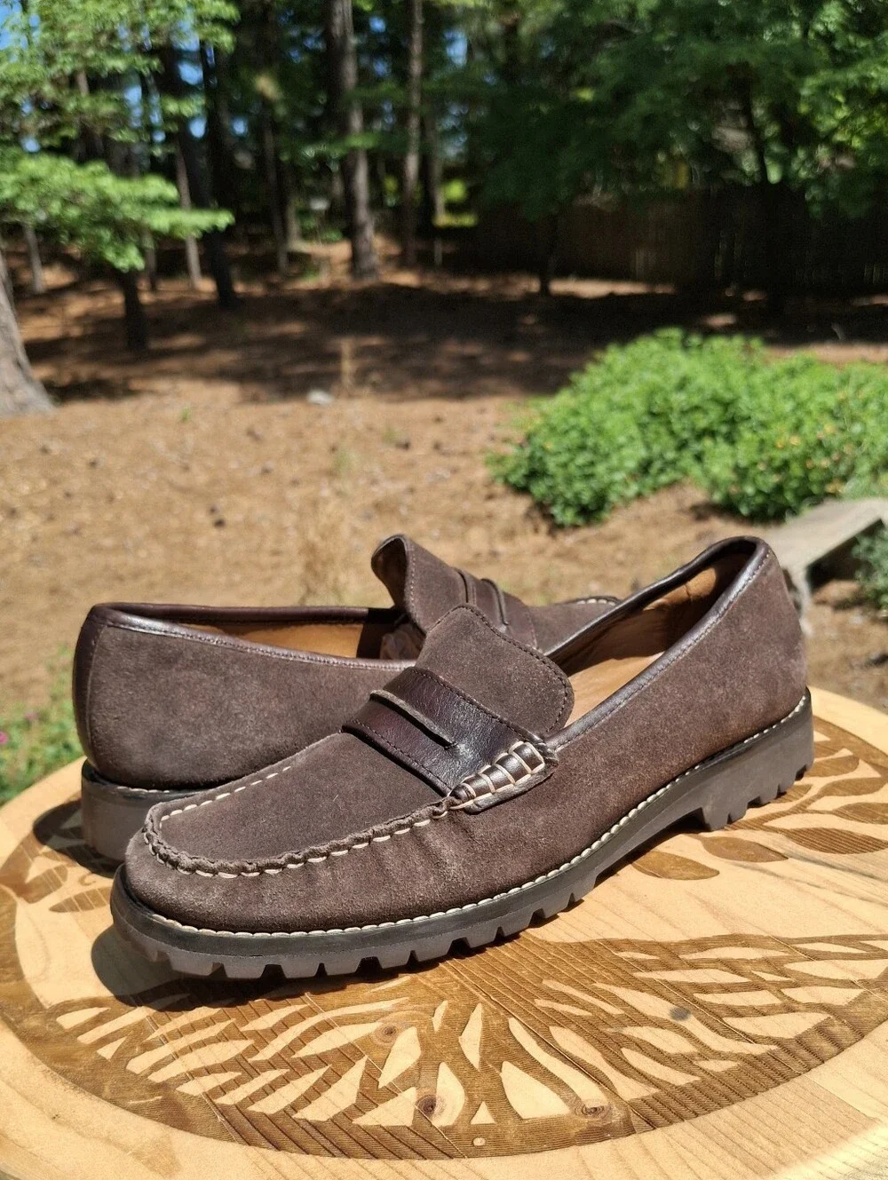 Cole Haan Men's Unisex Wyatt Brown Suede Lug Sole Penny Driving Loafer Size 6.5